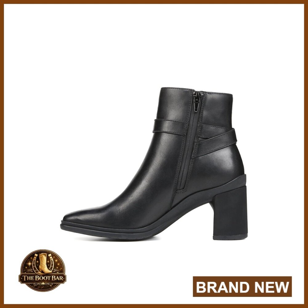 Water Resistant Ankle Bootie Square Toe Side Zip Classic Chic Functional